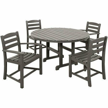 POLYWOOD La Casa Cafe 5-Piece Slate Grey Dining Set with 2 Arm Chairs and 2 Side Chairs 633PWS1711GY